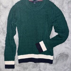 Tommy Hilfiger Women's Green Cable Knit Sweater